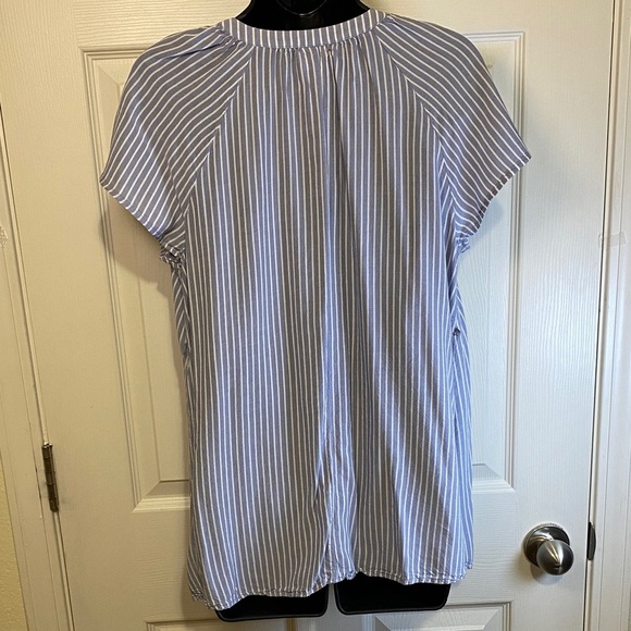 Isabel Maternity Striped Blue Button-Up Women's Top S - Picture 2 of 6